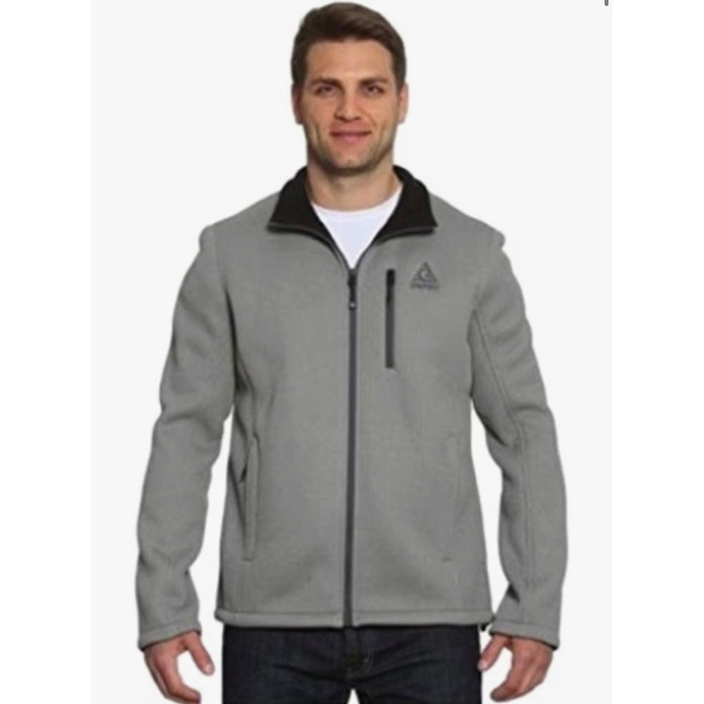 Gerry Mens Basecamp Full Zip Waffle Knit Fleece Jacket Mineral Grey XL NWT